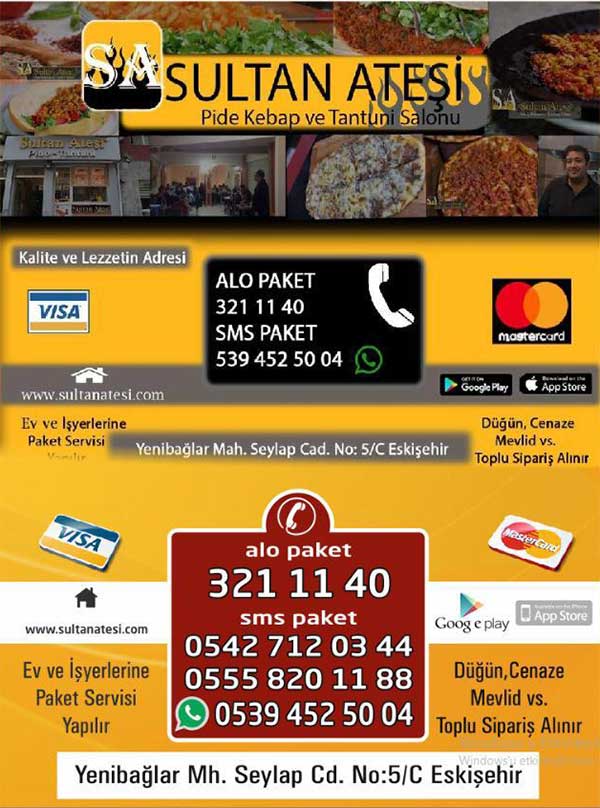 eskişehir yemek sipariş sultan ateşi yemek online yemek kebap tantuni pide sipariş çiğ köfte