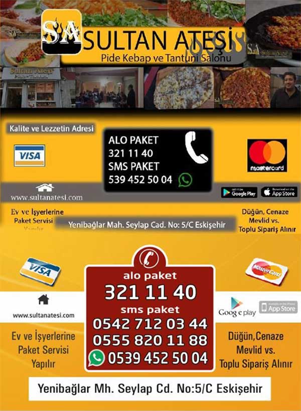 eskişehir yemek sipariş sultan ateşi yemek online yemek kebap tantuni pide sipariş çiğ köfte