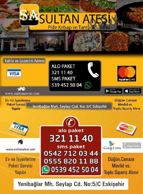 eskişehir yemek sipariş sultan ateşi yemek online yemek kebap tantuni pide sipariş çiğ köfte