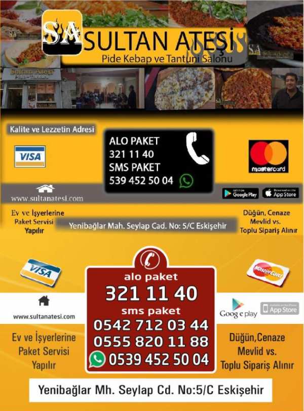 eskişehir yemek sipariş sultan ateşi yemek online yemek kebap tantuni pide sipariş çiğ köfte